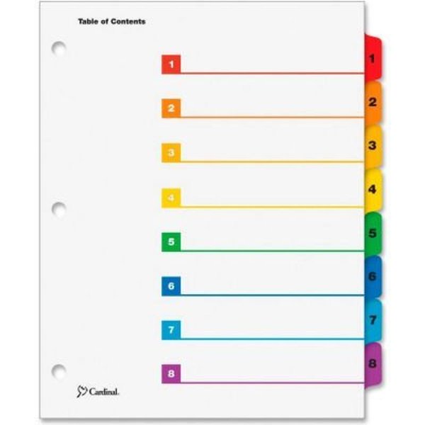 Cardinal Brands Cardinal OneStep Printable T.O.C. Divider, Printed 1, 8, 9"x11", 8 Tabs, White/Multicolor 60818